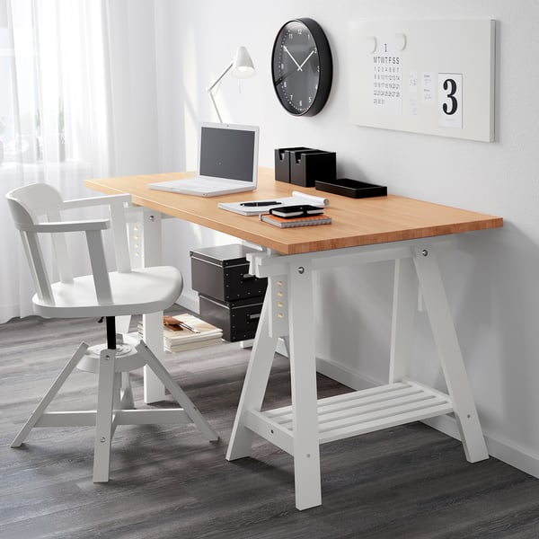 GERTON / FINNVARD Table, beech, white, 155x75 cm IKEA