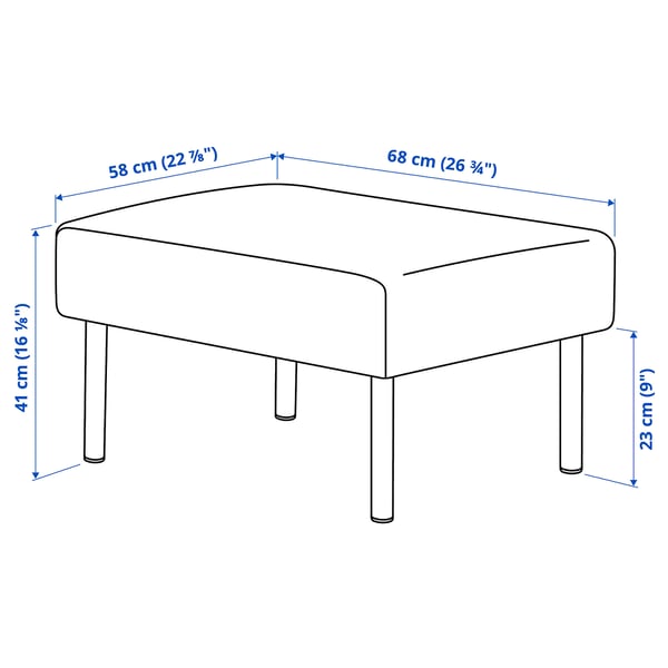 GLOSTAD 2-seat sofa with chaise longue, Knisa medium blue