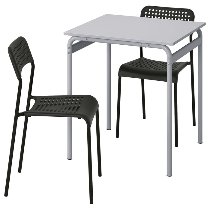 GRÅSALA / ADDE table and 2 chairs, grey grey/black, 67 cm (263/8") IKEA