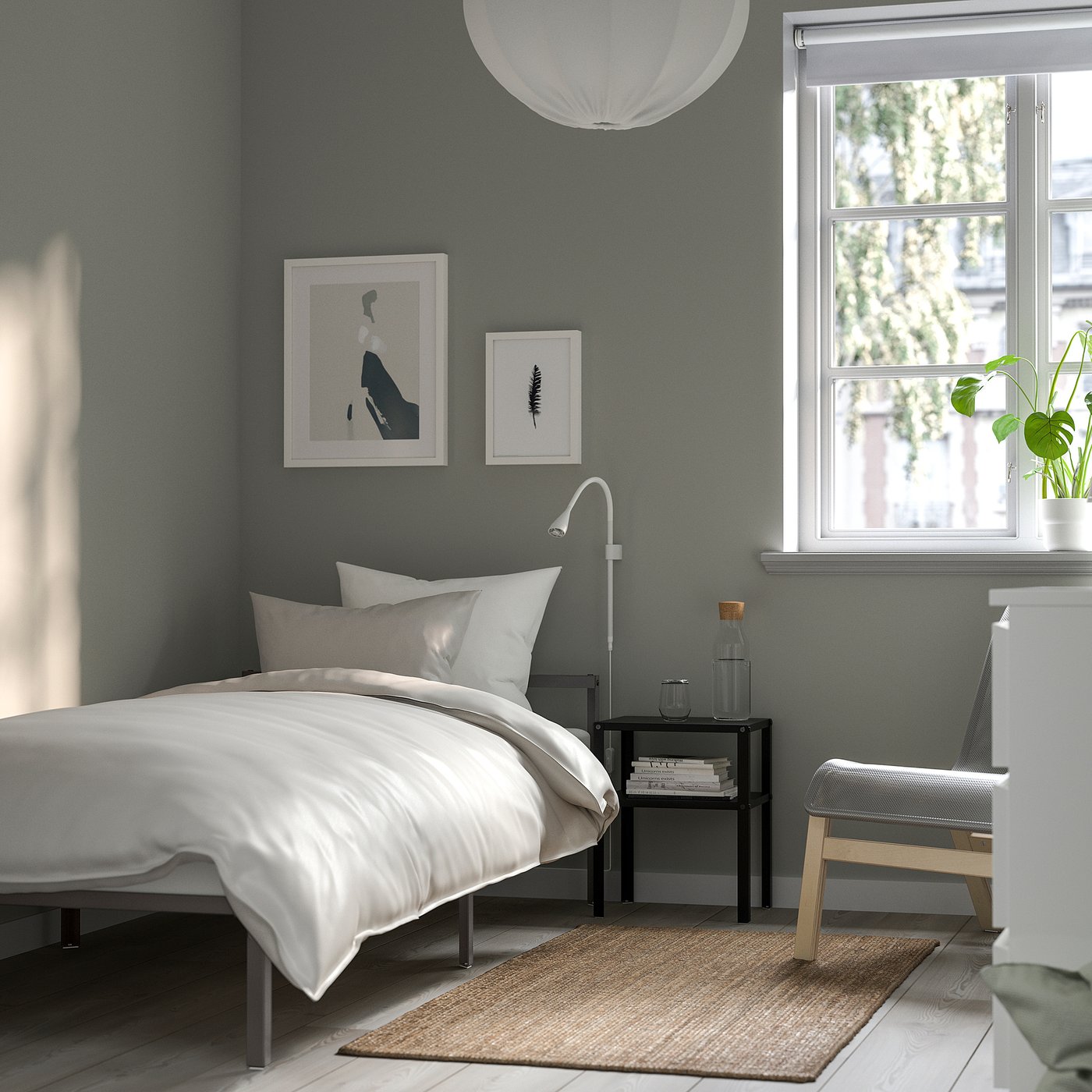 GRIMSBU bed frame, grey, 90x200 cm (353/8x783/4