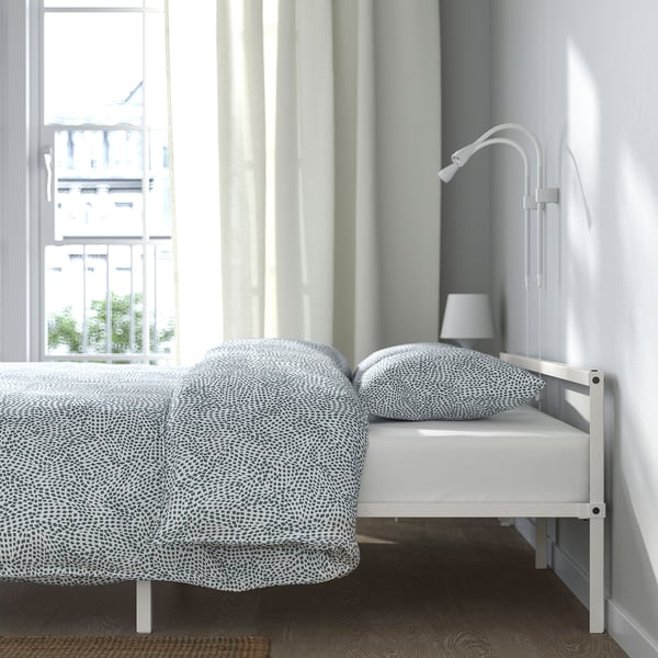 GRIMSBU Bed frame, white, 140x200 cm
