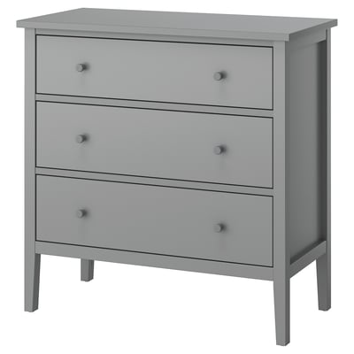 GULLABERG Chest of 3 drawers, grey/anchor/unlock-function, 99x48x100 cm