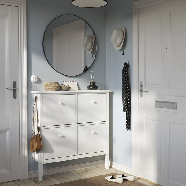 GULLABERG Shoe cabinet with 4 compartments, white, 105x22x107 cm