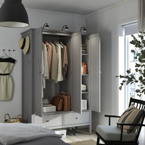 GULLABERG Wardrobe, grey, 128x64x201 cm