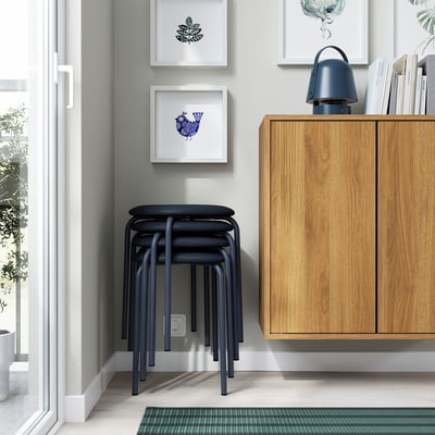 GULTARP Stool, dark blue/Remmarn dark blue