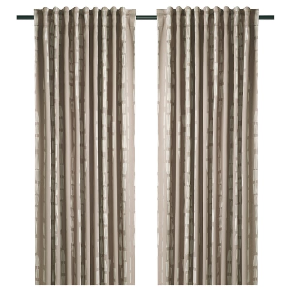 HÄCKBERBERIS Room darkening curtains, 1 pair, beige, 145x250 cm
