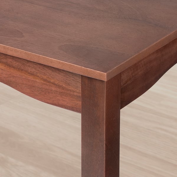 Close-up of a high-quality wooden table edge, smooth finish, natural wood grain visible.