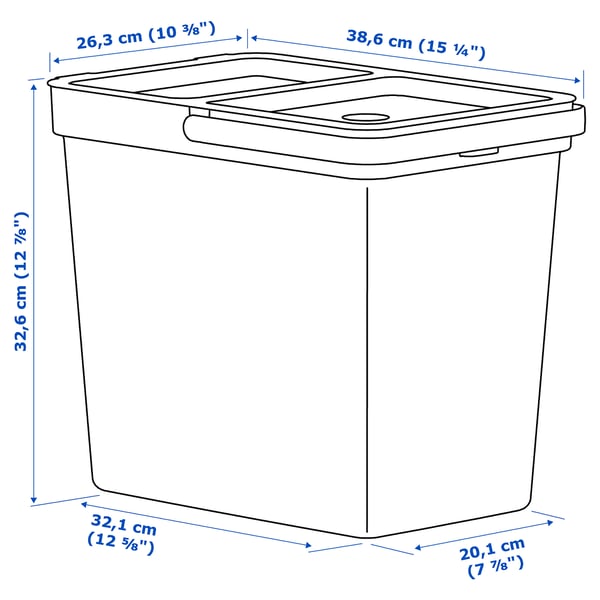 HÅLLBAR Bin with lid, light grey, 22 l