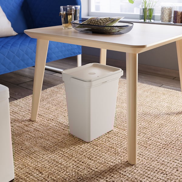 HÅLLBAR Bin with lid, light grey, 10 l
