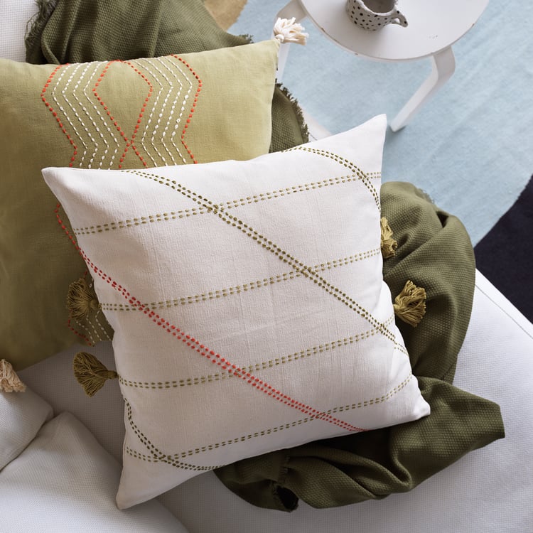 HALLVI Cushion cover, handmade green, 50x50 cm (20x20") IKEA