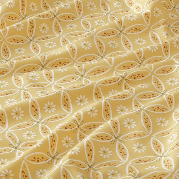 HAMNSENAP Flat sheet and 2 pillowcase, yellow/multicolour, 240x260/50x80 cm