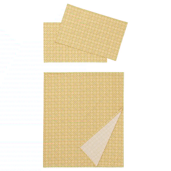 HAMNSENAP Flat sheet and 2 pillowcase, yellow/multicolour, 240x260/50x80 cm