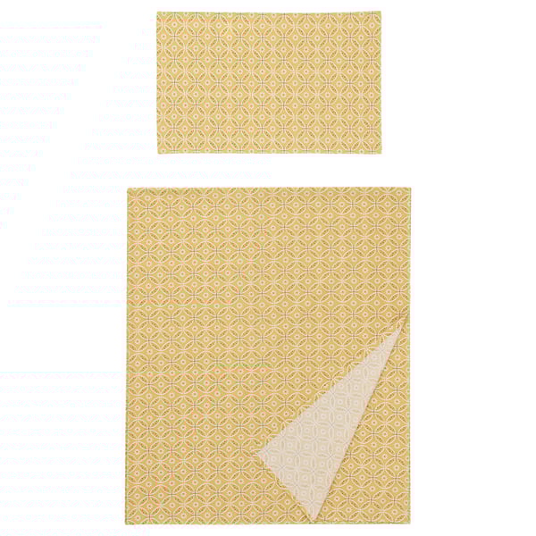 HAMNSENAP Flat sheet and pillowcase, yellow/multicolour, 150x260/50x80 cm