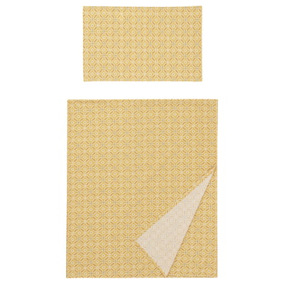 HAMNSENAP Flat sheet and pillowcase, yellow/multicolour, 150x260/50x80 cm