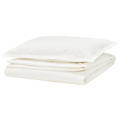 HAMPFLOCKEL Duvet cover and pillowcase, white, 150x200/50x80 cm