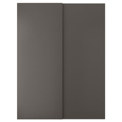 HASVIK Pair of sliding doors, dark grey, 150x201 cm