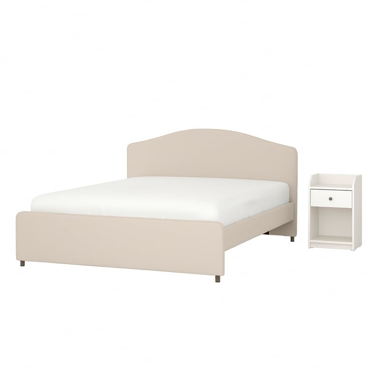 HAUGA bedroom furniture, set of 2, Lofallet beige/white, 160x200 cm