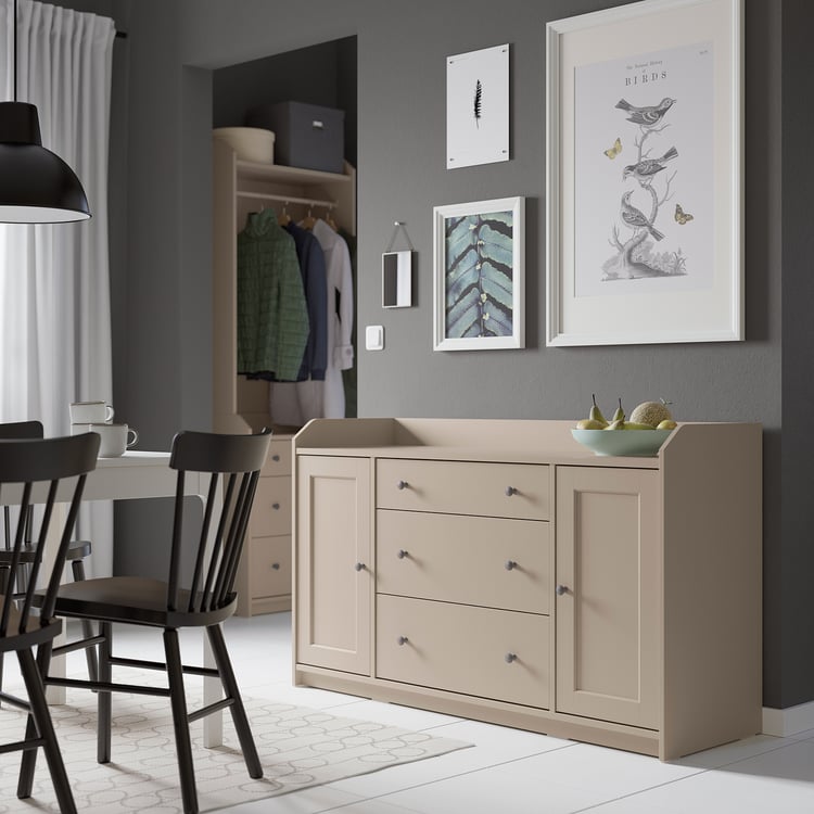 HAUGA sideboard, beige, 140x84 cm (551/8x331/8") IKEA