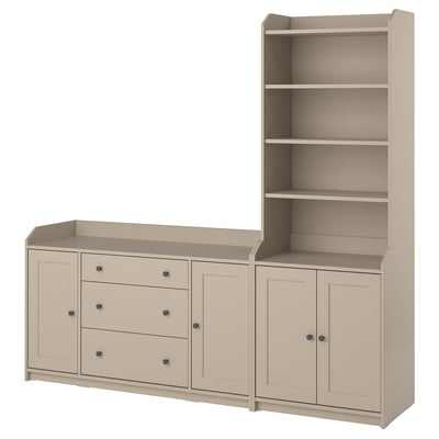HAUGA Storage combination, beige, 210x46x199 cm