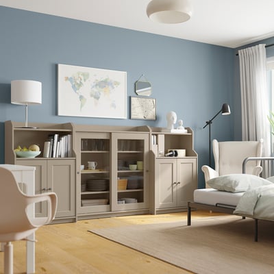 HAUGA Storage combination, beige, 244x46x116 cm