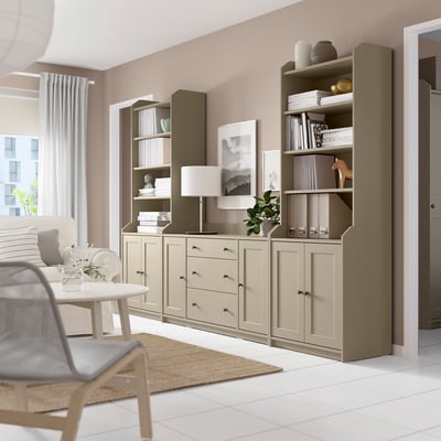 HAUGA Storage combination, beige, 279x46x199 cm