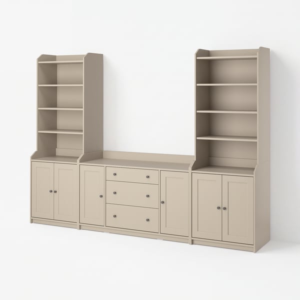 HAUGA Storage combination, beige, 279x46x199 cm