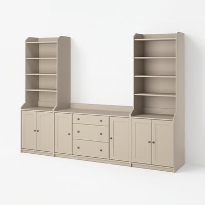 HAUGA Storage combination, beige, 279x46x199 cm