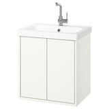 HAVBÄCK / ORRSJÖN Wash-stnd w doors/wash-basin/tap, white, 62x49x69 cm