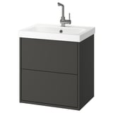 HAVBÄCK / ORRSJÖN Wash-stnd w drawers/wash-basin/tap, dark grey, 62x49x69 cm