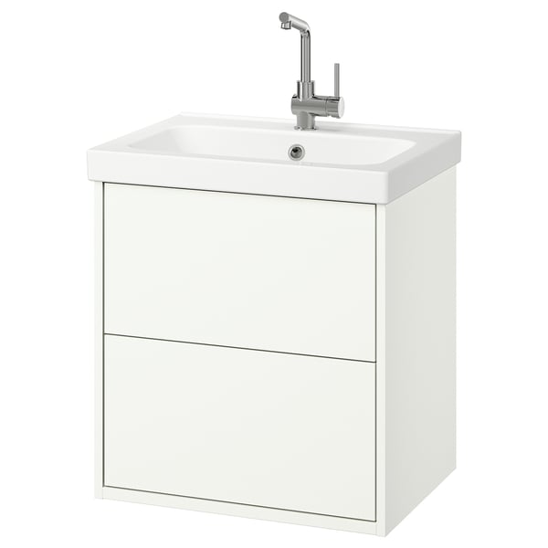 HAVBÄCK / ORRSJÖN Wash-stnd w drawers/wash-basin/tap, white, 62x49x69 cm