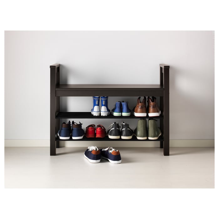 HEMNES Bench with shoe storage, blackbrown, 85x32x65 cm (331/2x125