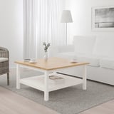 HEMNES Coffee table, white stain/light brown, 90x90 cm