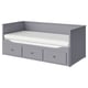 HEMNES Day-bed w 3 drawers/2 mattresses, grey/Åfjäll firm, 80x200 cm