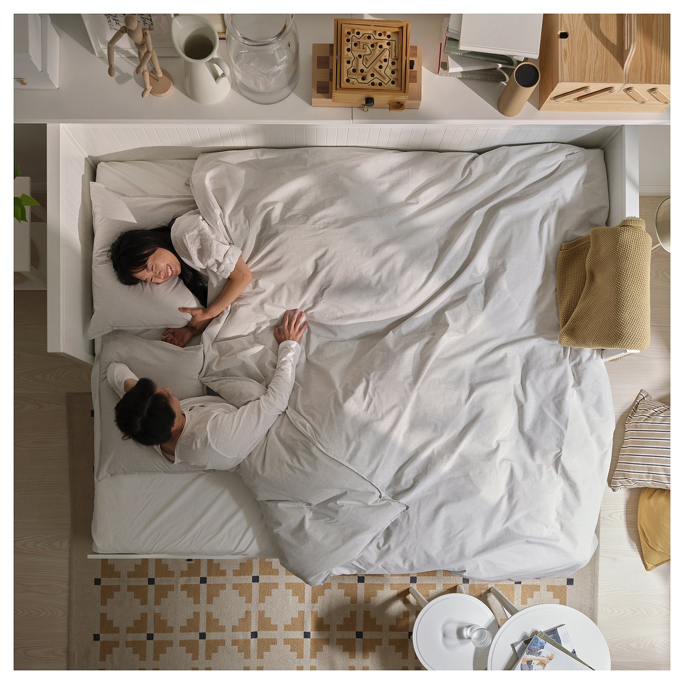 HEMNES day-bed w 3 drawers/2 mattresses, white/Åfjäll firm, 80x200