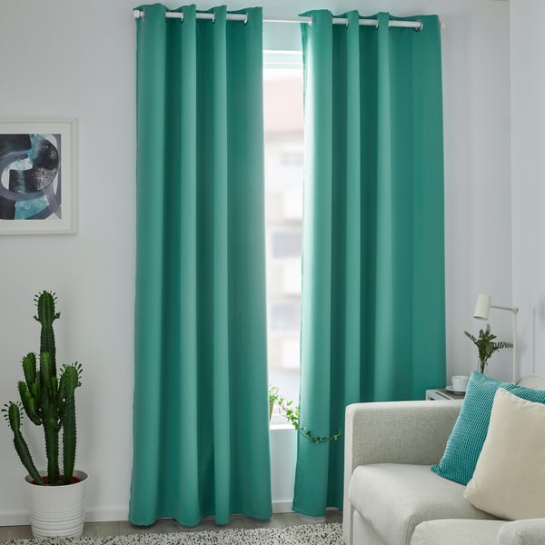 HILLEBORG Room darkening curtains, 1 pair, turquoise ...