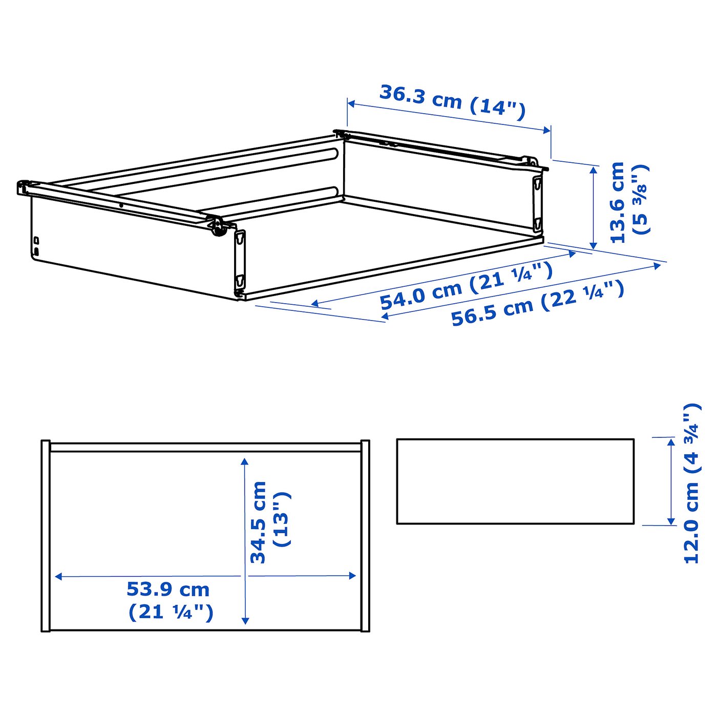 HJÄLPA drawer without front, white, 60x40 cm (235/8x153/4