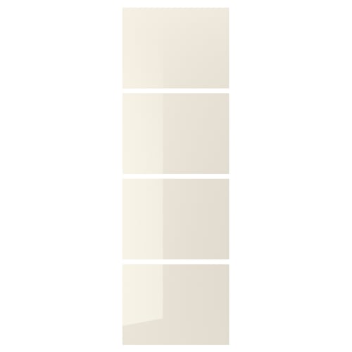 HOKKSUND off-white sliding door panel; glossy, rectangular, fiberboard core.