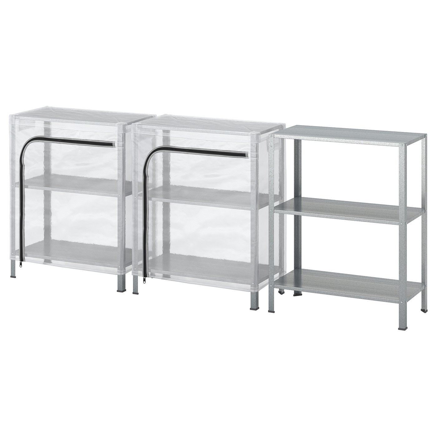 HYLLIS Shelving units with covers, transparent, 180x27x74 cm (70 7/8x10 5/8x29 1/8 ")