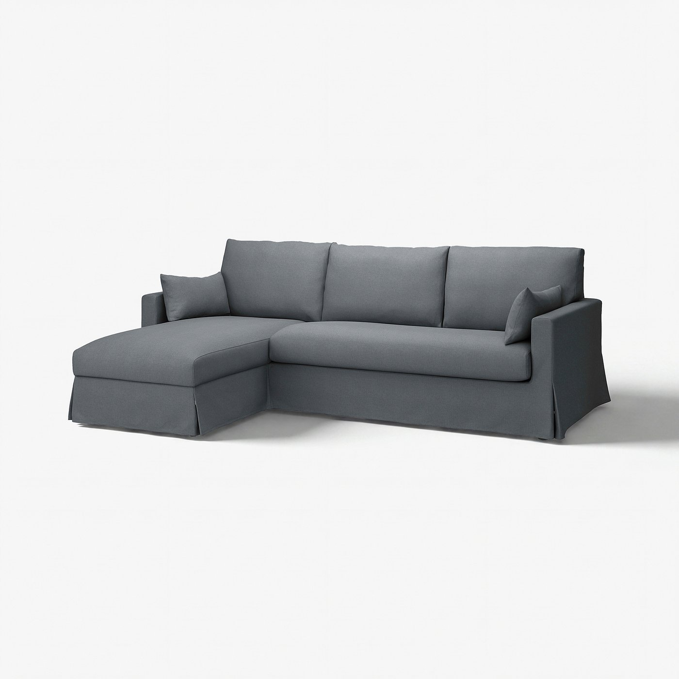 HYLTARP 3-seat sofa w chaise longue, left, Gransel grey