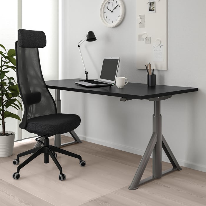 IDÅSEN desk sit/stand, black/dark grey, 160x80 cm (63x311/2") IKEA