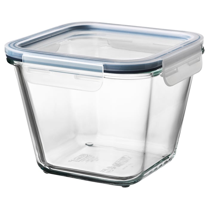 IKEA 365+ food container with lid, square glass/plastic, 1.2 l (41 oz