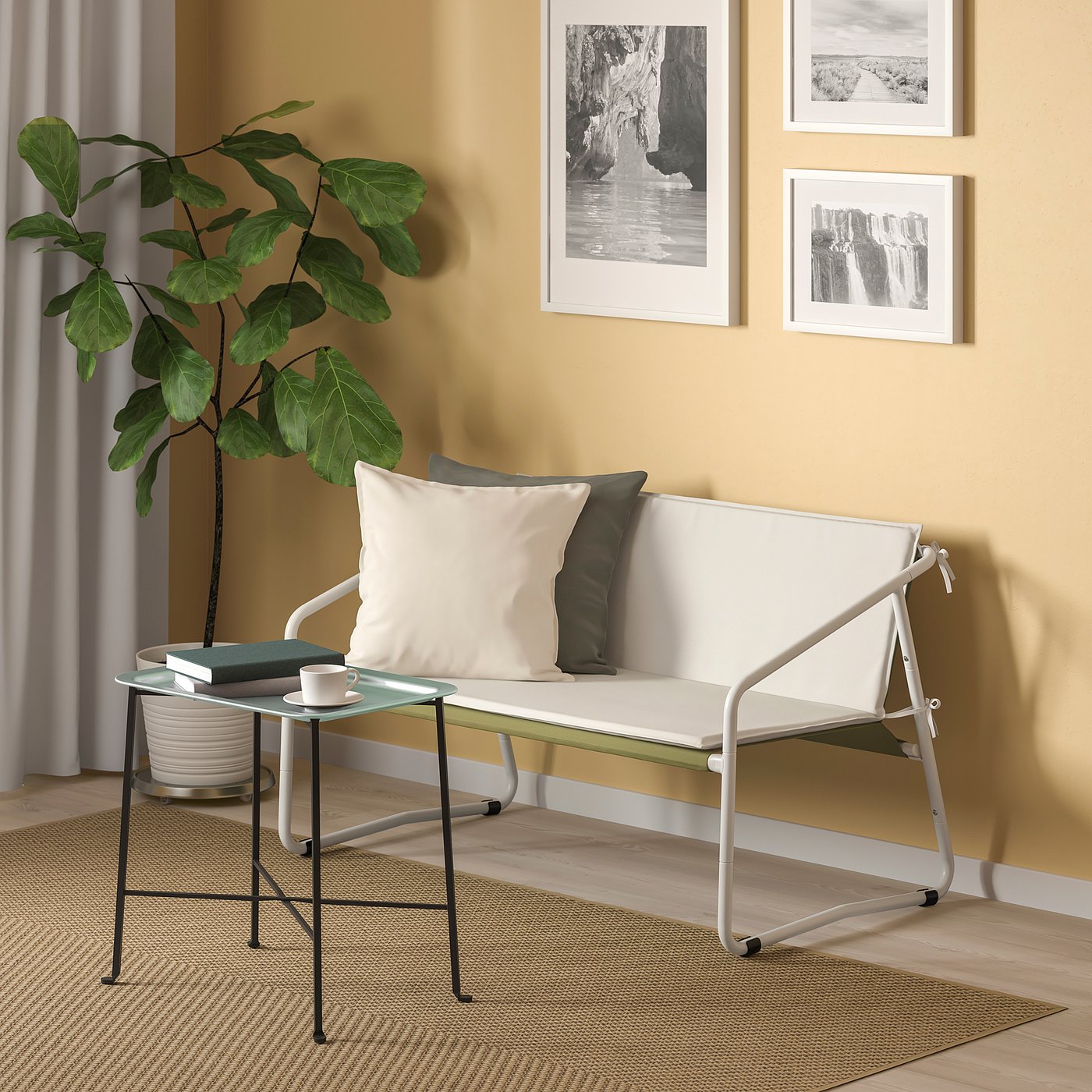 INGMARSÖ 2-seat sofa, in/outdoor, white green/beige