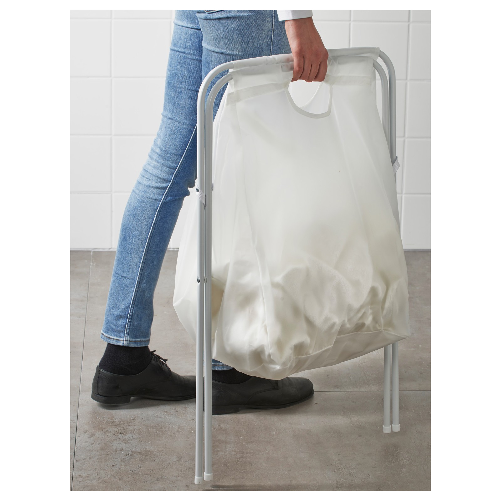 JÄLL Laundry bag with stand, white IKEA