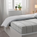 JÄMTSTARR Flat sheet and 2 pillowcase, white/check, 240x260/50x80 cm