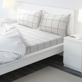JÄMTSTARR Flat sheet and 2 pillowcase, white/check, 240x260/50x80 cm
