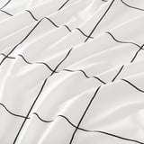 JÄMTSTARR Flat sheet and pillowcase, white/check, 150x260/50x80 cm