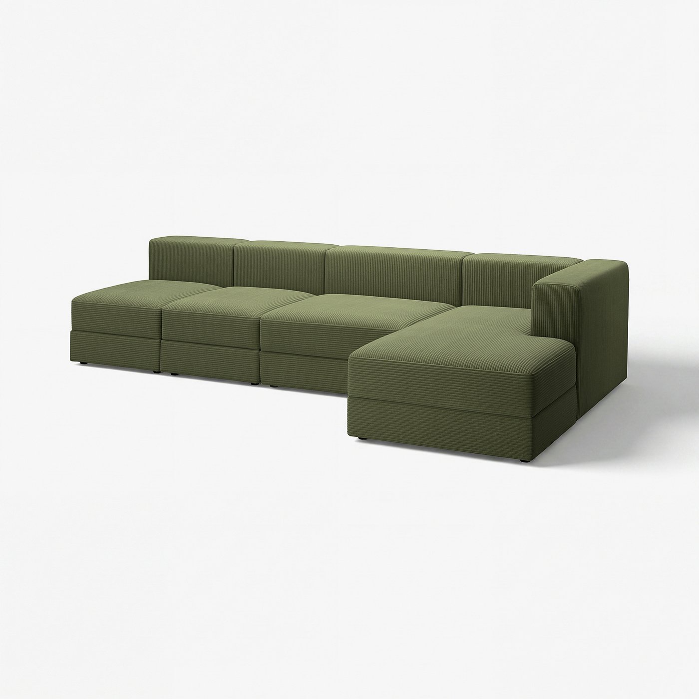 JÄTTEBO 4,5-seat mod sofa w chaise longue, right/Samsala dark yellow-green