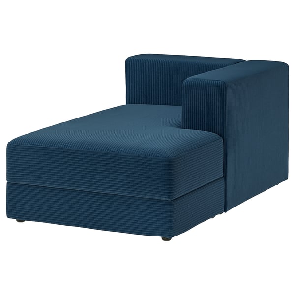 JÄTTEBO Chaise longue module, right, with armrest/Samsala dark blue