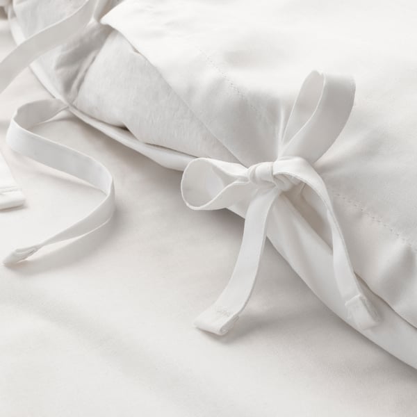 JÄTTELILJA Duvet cover and pillowcase, white/floral patterned, 150x200/50x80 cm