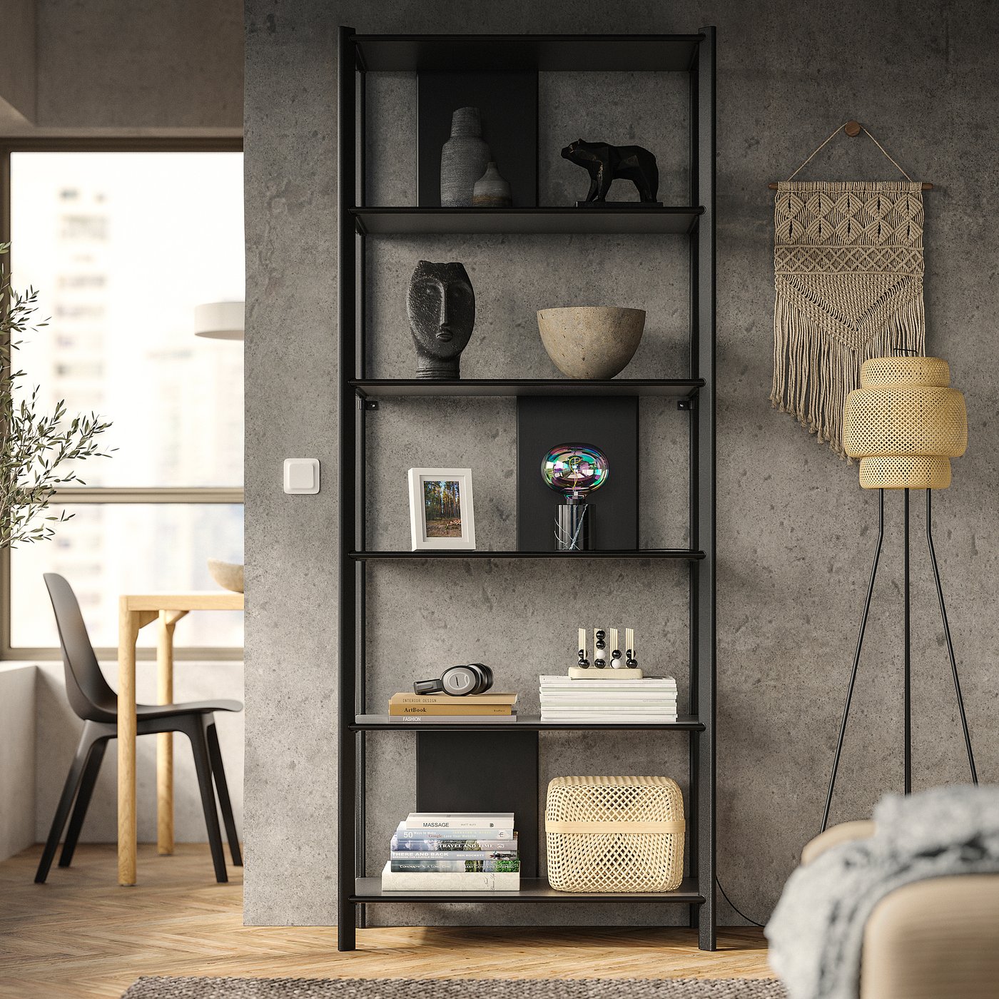 JÄTTESTA shelving unit, black, 80x195 cm (311/2x763/4
